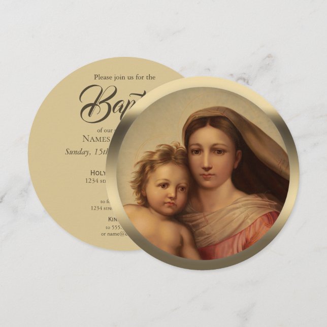 Sweet mother and baby CC0978 Baptism Invitation (Front/Back)