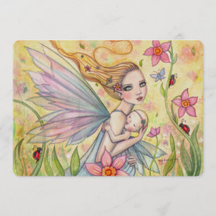 Sweet Mother and Baby Fairy Baby Shower Invites