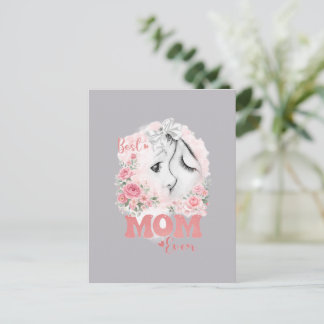 Sweet Mother and Child Watercolor Roses "Best Mom  Postcard