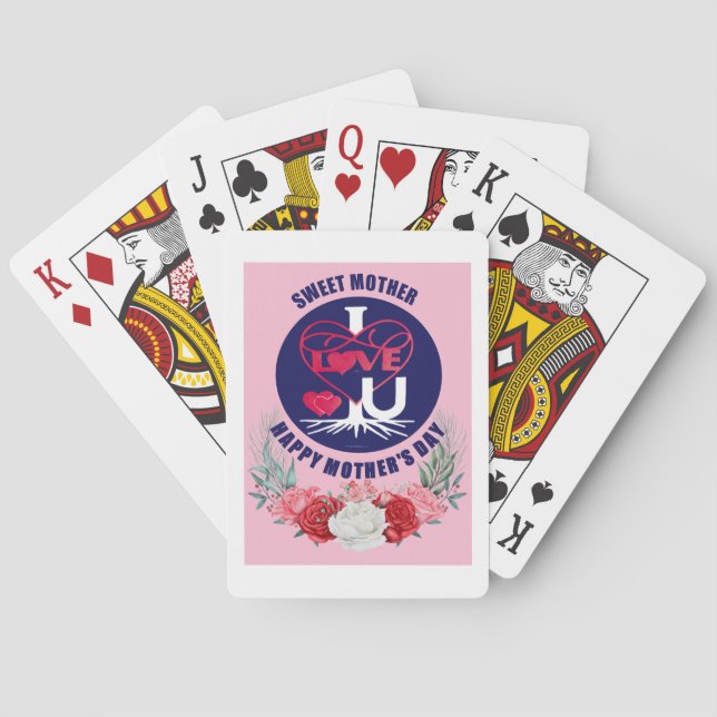 Sweet Mother I Love U Happy Mother's Day Classic Playing Cards (Back)