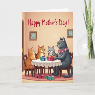 Sweet Mothers Day Cat Family Card