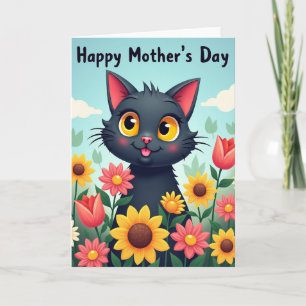 Sweet Mothers Day Cat Floral Card