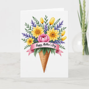 Sweet Mothers Day Floral Cone Card