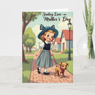 Sweet Mothers Day Girl And Puppy Card