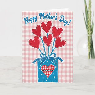 Sweet Mothers Day Stitched Heart Card