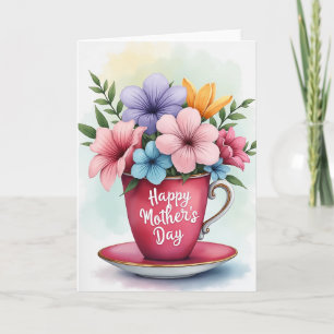 Sweet Mothers Day Teacup Bouquet Card