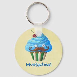 Sweet Moustached Cupcake Key Ring