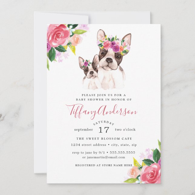 Sweet Mum And Baby Boston Floral Baby Shower Invitation (Front)