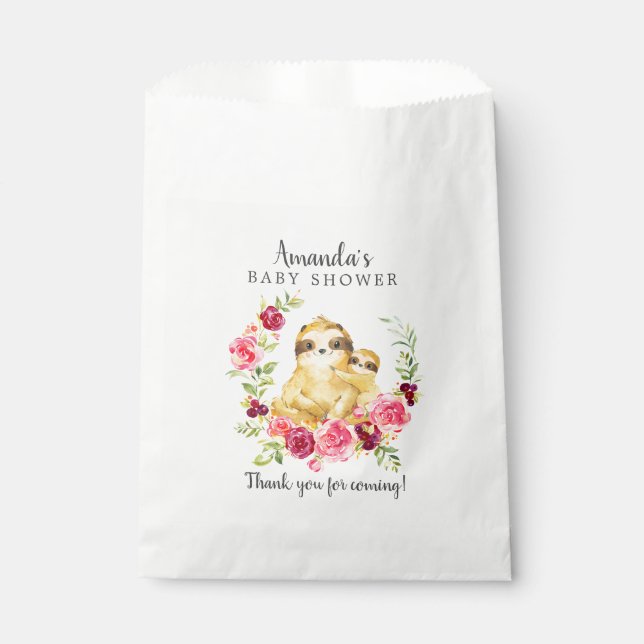 Sweet Mum & Baby Sloth Shower Favour Bags (Front)