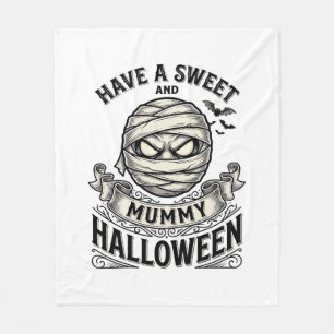 Sweet Mummy Halloween Vintage Vector Design_1 Fleece Blanket