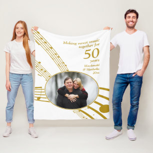 Sweet Music Notes 50th Golden Wedding Anniversary  Fleece Blanket
