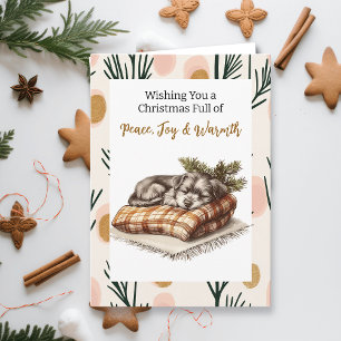 Sweet Napping Puppy   Personalised Christmas Card