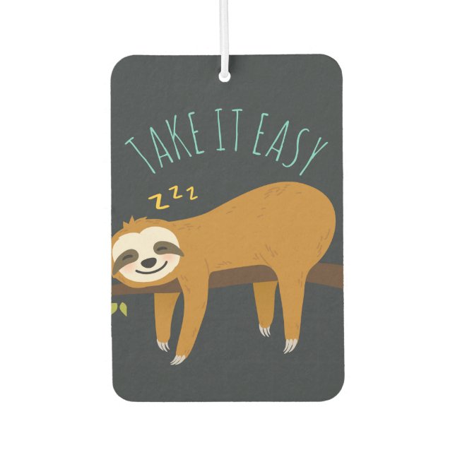 Sweet Napping Sloth "Take It Easy" Car Air Freshener (Front)