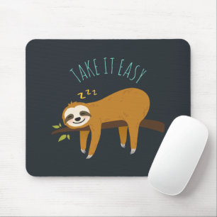 Sweet Napping Sloth "Take It Easy" Mouse Pad