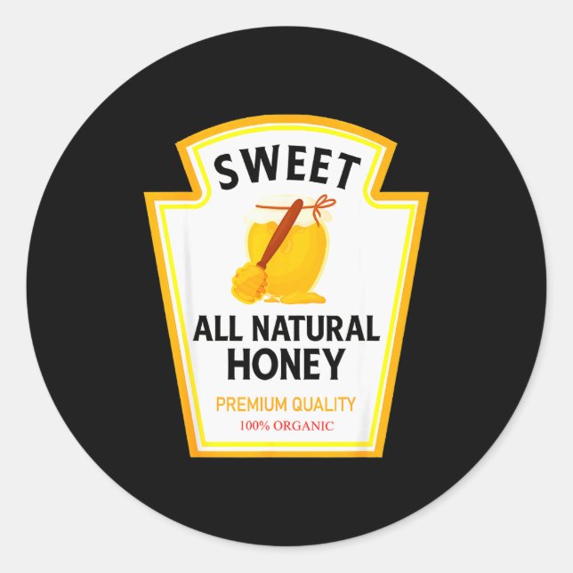 Sweet Natural Honey Funny Condiment Costume Party  Classic Round Sticker (Front)