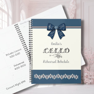 Sweet Navy Floral Bow Cello Sheet Music Planner