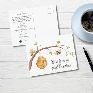 Sweet New Hive   New Home Announcement Postcard