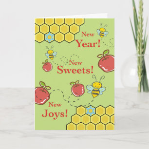 Sweet New Year, Rosh Hashanah, Apples and Bees Card