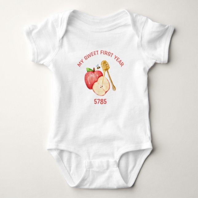 Sweet New Year Rosh Hashanah Apples & Honey  Baby Bodysuit (Front)