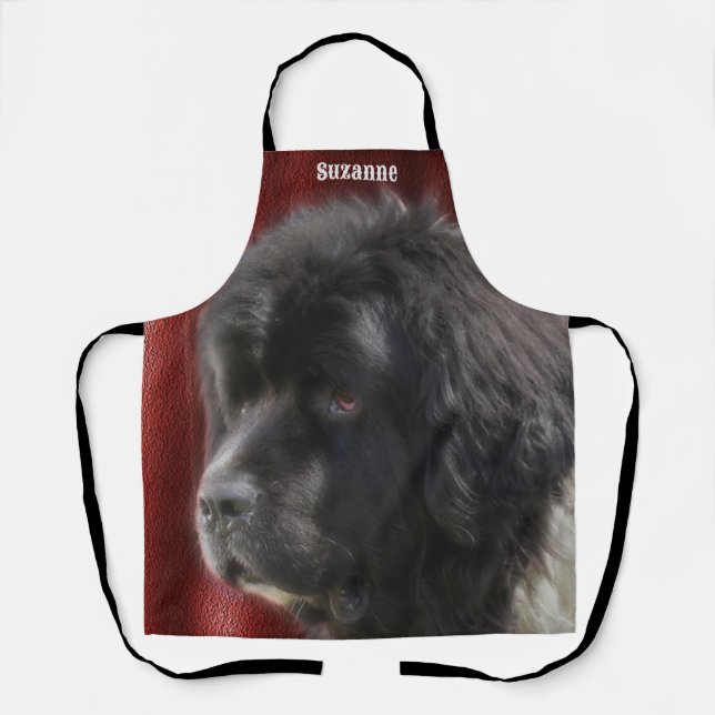 Sweet Newfoundland Dog Face Personalised Apron (Front)