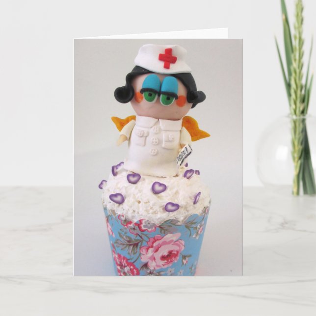Sweet Nurse Angel Cupcake Greeting Card (Front)