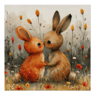 Sweet Nuzzle Ballet: A Bit of Whimsy Bunny Poster