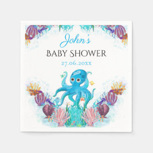 Sweet Ocean Octopus Seashells Baby Shower Napkins