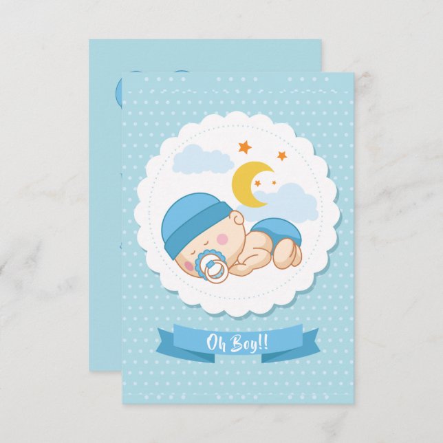 Sweet "Oh Boy" Baby Shower Invitation (Front/Back)