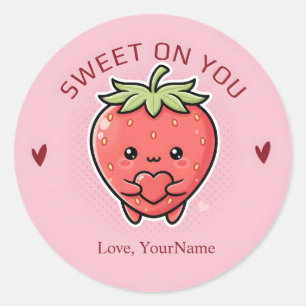 Sweet on You Cute Strawberry Valentine Sticker