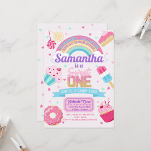 Sweet One 1st Birthday Candy Land Party Invitation