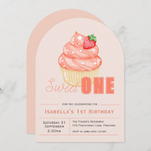 Sweet ONE 1st birthday girl arch Invitation