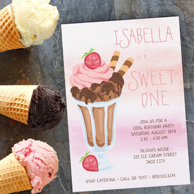 Sweet One 1st Birthday Ice Cream Invitation (Creator Uploaded)
