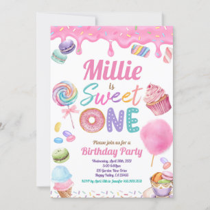 Sweet One 1st Birthday Party Pink Pastel Sprinkle  Invitation