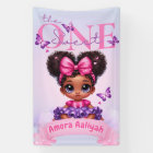 Sweet ONE Afro Puff Baby Girl Purple 1st Birthday 