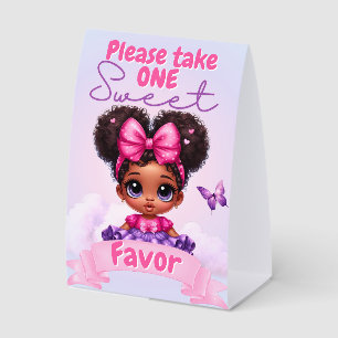 Sweet ONE Afro Puff Baby Girl Purple Sweet Favor