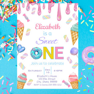 Sweet One Baby Girl 1st Birthday Invitation