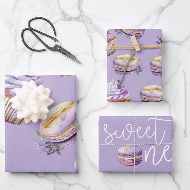 Sweet One Beautiful Purple Sweets  Wrapping Paper Sheet (Front)