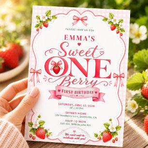 Sweet One Berry Girls 1st Birthday Invitation