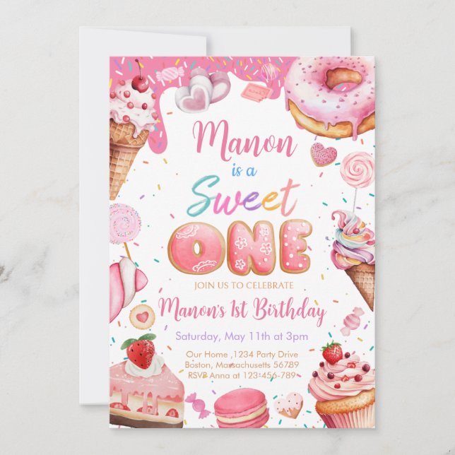 Sweet One  Birthday Girl Invitation (Front)