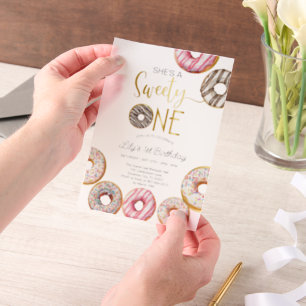 Sweet One Birthday Invitation, 1st Birthday Girl  Vellum Invitations