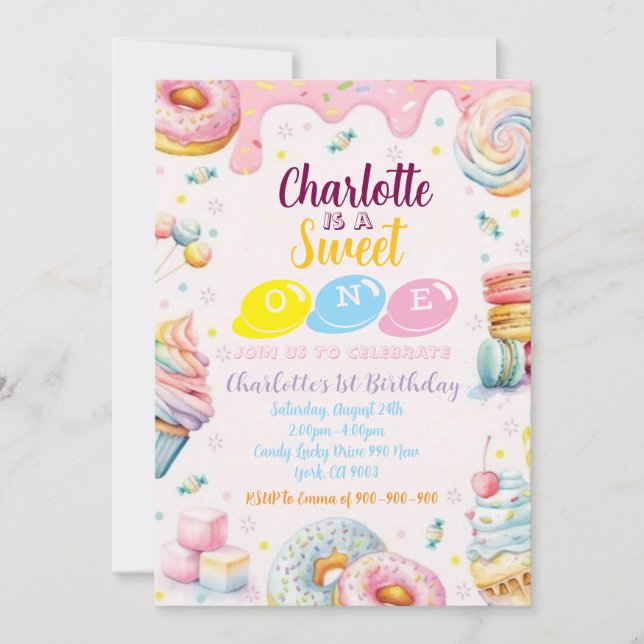 Sweet One Birthday Invitation Invitation (Front)