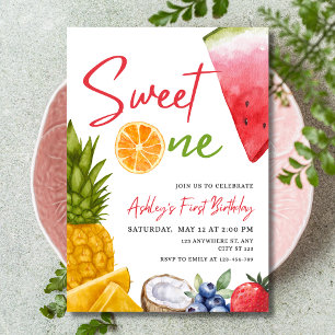 Sweet One Birthday Invite, Fruit Summer Birthday  Invitation