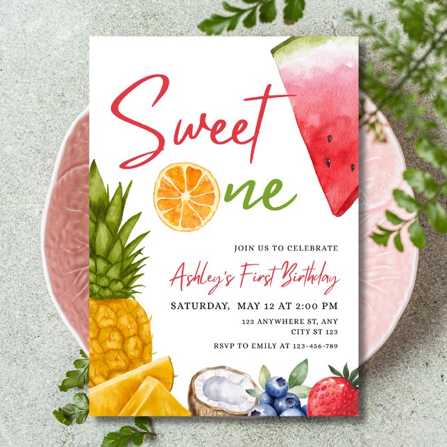 Sweet One Birthday Invite, Fruit Summer Birthday  Invitation (Creator Uploaded)