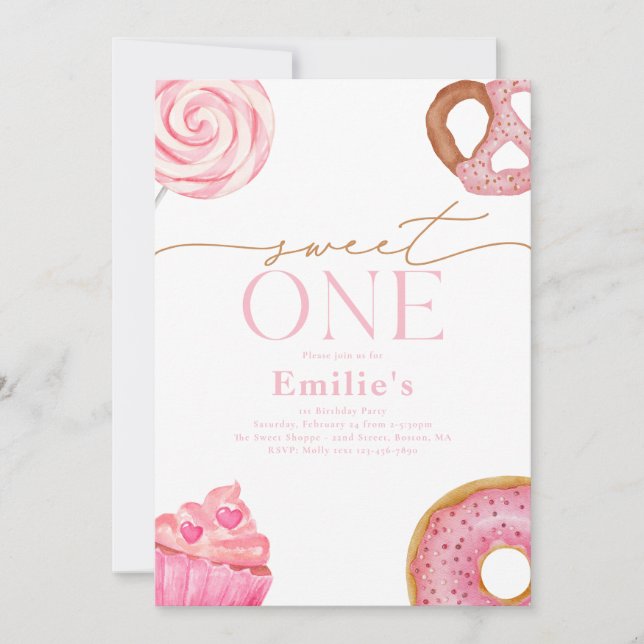 Sweet One Birthday Party Invitations (Front)