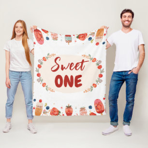 Sweet One Birthday Strawberry Doughnut Ice Cream 1 Fleece Blanket
