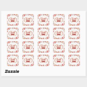 Sweet One Birthday Strawberry Doughnut Ice Cream 1 Square Sticker