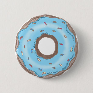 Sweet One Boys Blue Donut Birthday Favors Button