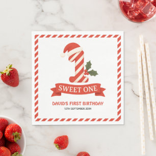 Sweet One Christmas First Birthday Napkin