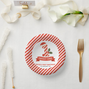 Sweet One Christmas First Birthday Paper Plate