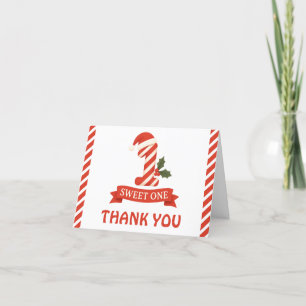 Sweet One Christmas First Birthday Thank You Card